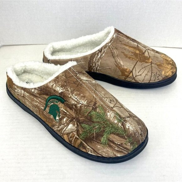 Michigan State University Shoes - Michigan State University Camo Sherpa Slippers Womens Medium 9/10 Camouflage MSU